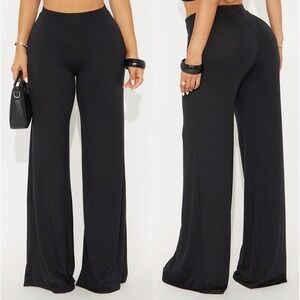 New XS Fashion Nova Dark Halo Wide Leg Pant Black Basic Lounge Casual